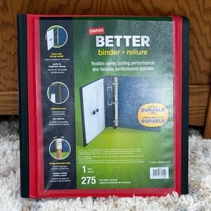 Staple 1” Better Binder - Red and Black NWT